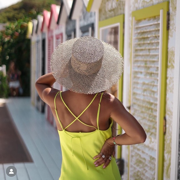 Zara green/ yellowish satin draped split dress - Picture 5 of 12